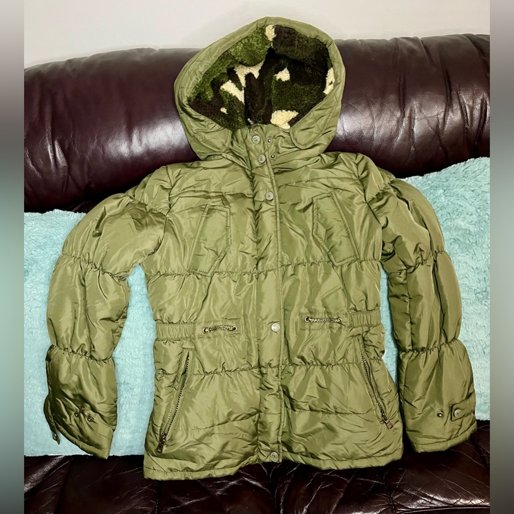 Jessica Simpson Girls Green Puff Jacket Size Medium
